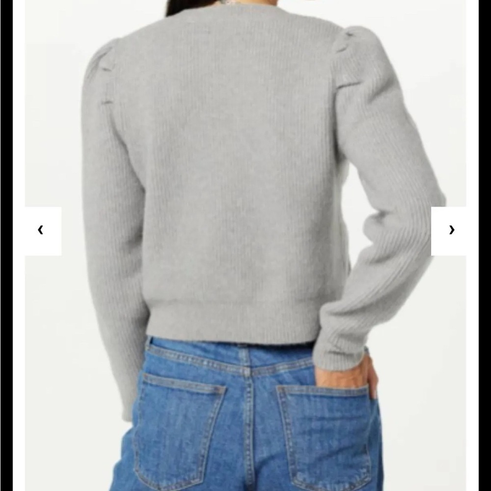 THE DROP Gray Cable Knit Sweater Puff Sleeve / NWT / - Picture 2 of 2